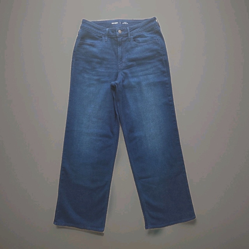 Women's 8 Jeans, High-rise Wow Wide Leg, Dark Wash, Old Navy - Picture 4 of 9